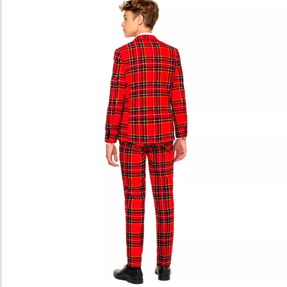 Teen OppoSuits The Lumberjack Christmas Red Plaid Suit Jacket Pants Set Size 14 - Picture 2 of 14